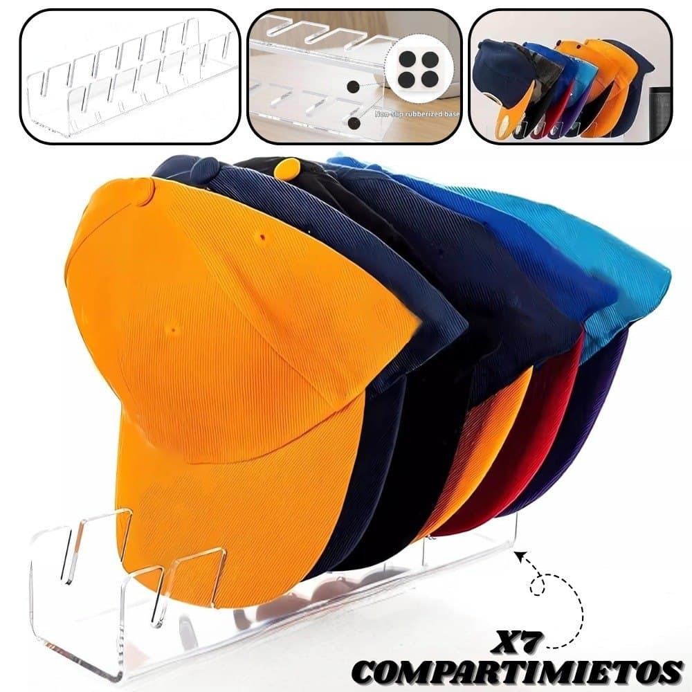 Soporte Organizador de Gorras 7 Puestos