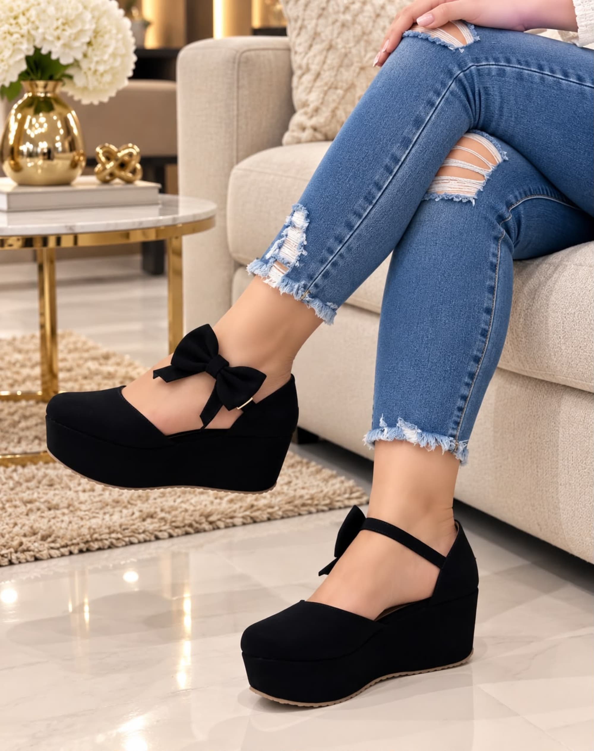  Sandalia Plataforma Tono a Tono Corbata
