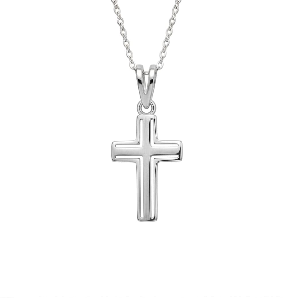 Cadena y dije cruz calada grande plata