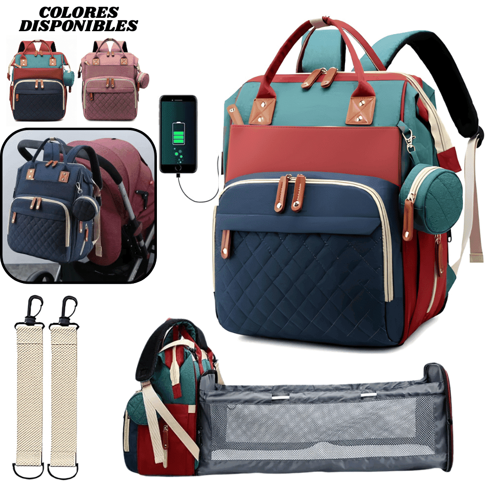Bolso Morral Pañalera Con Cambiador 3en1