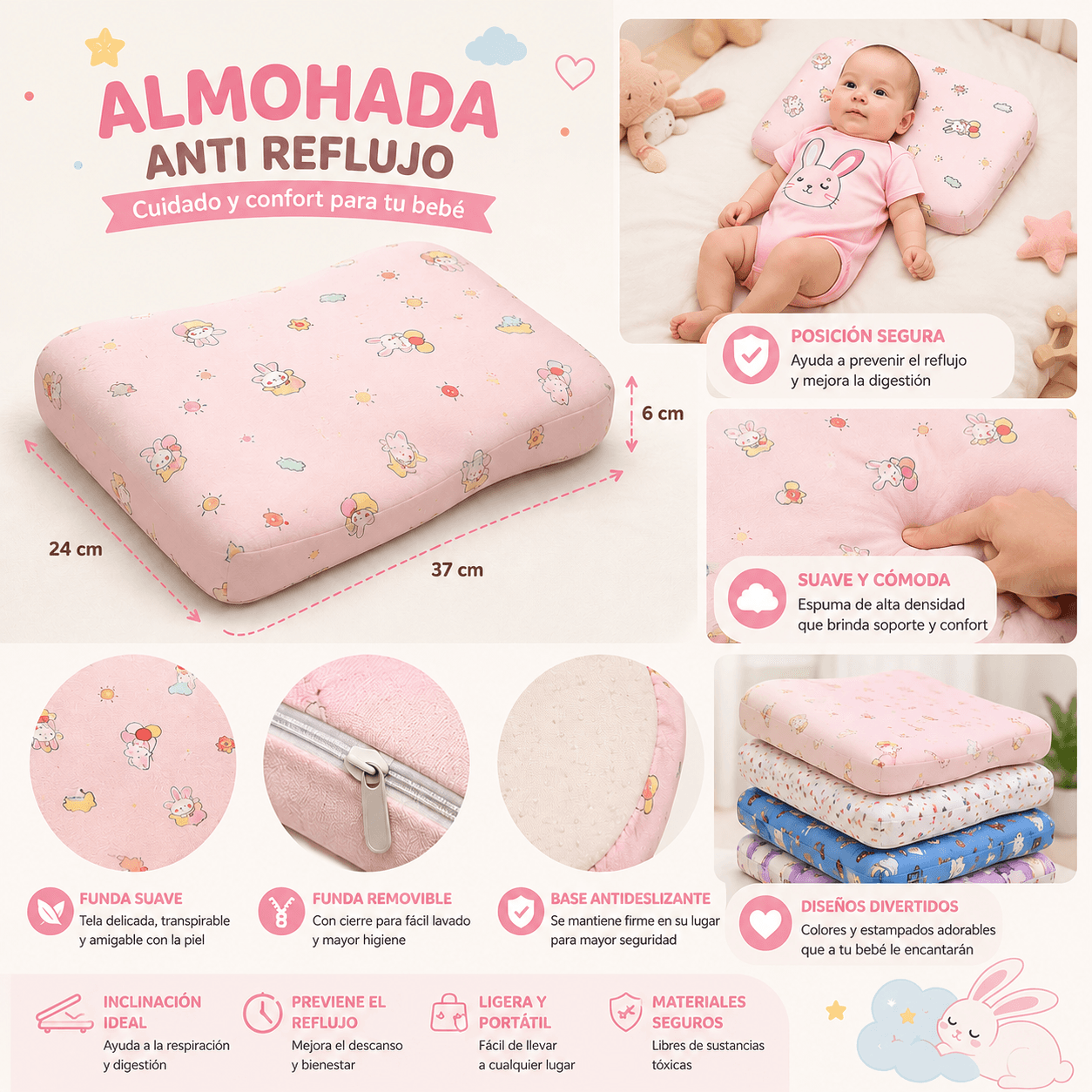ALMOHADA PARA BEBE ANTI REFLUJO -345
