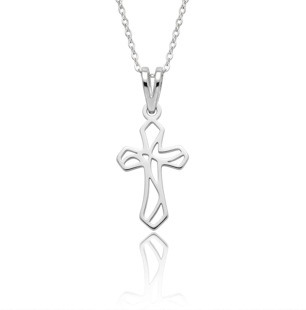Cadena y dije cruz silueta grande plata