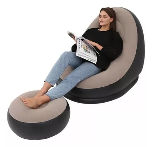 sofa sillon inflable con puff portapies