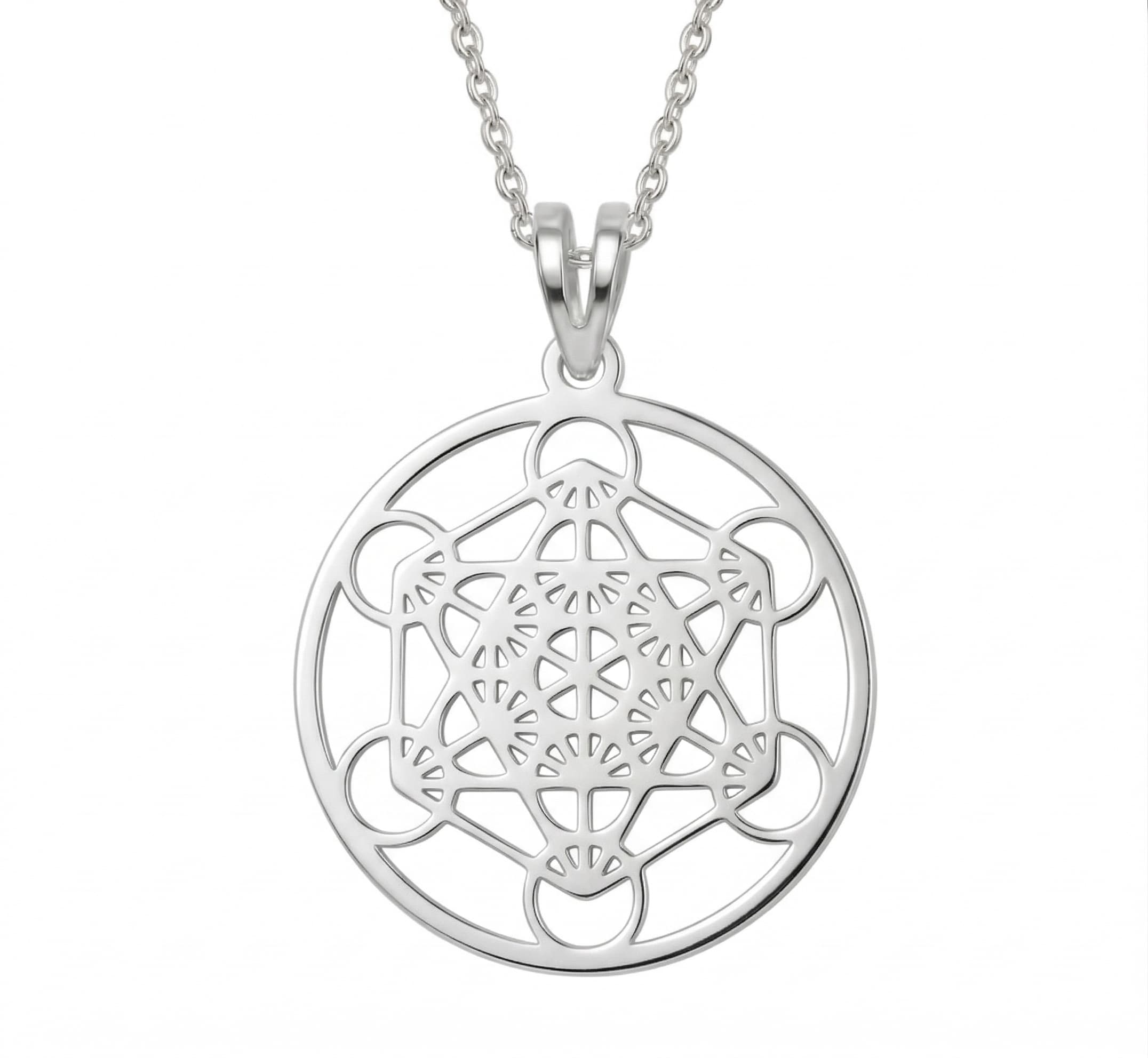Cadena y dije metatron grande plata 925