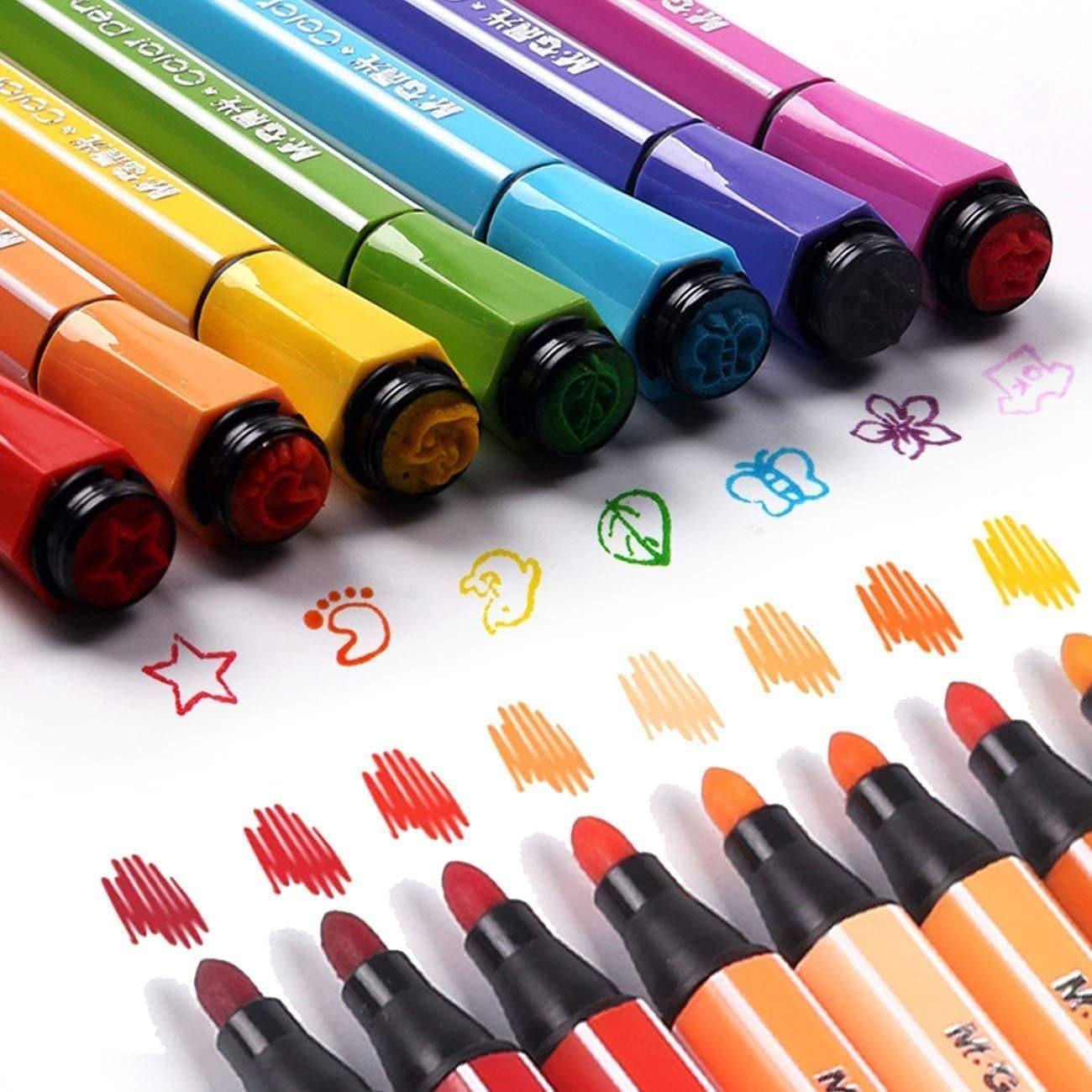 Marcadores Con Sellos Kawaii 12 Colores