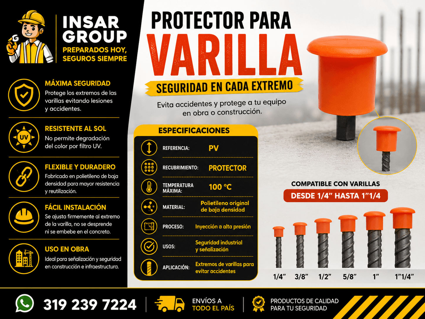 Capuchon protector para varilla