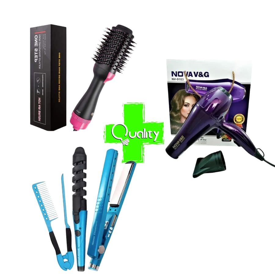  Combo Nano(Ondulador, Peine Plancha) + Secador Nova 9103 + Cepillo One Step