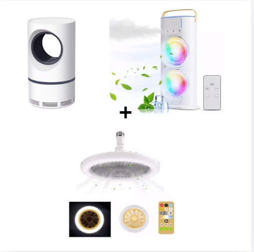  Lampara mosquitos+ventilador torre+Lampara 3 en 1