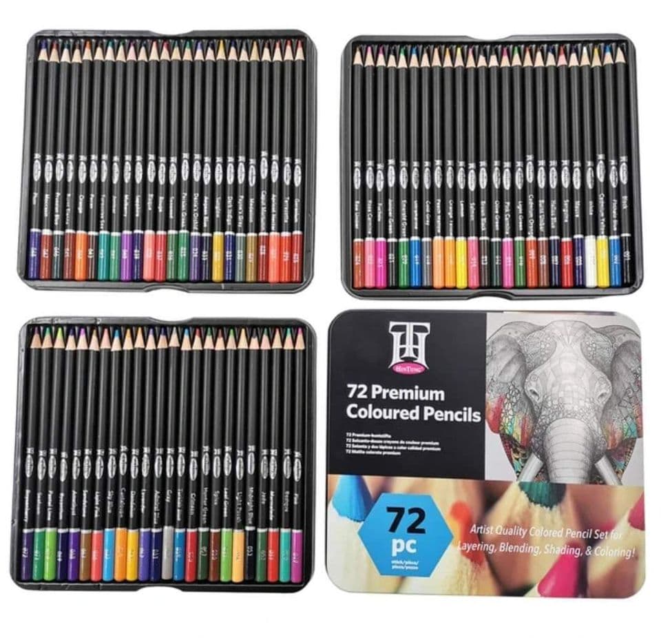 Juego de lápices de colores para colorear y dibujar, caja de regalo de hierro de 72 colores Premium,