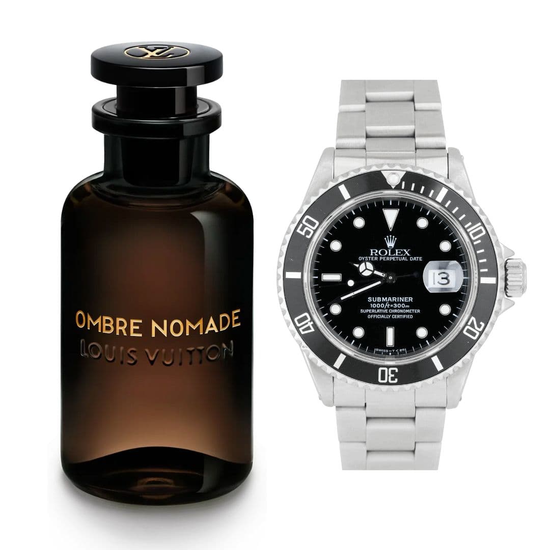 Perfume ombre nomada+relojrolex plateado