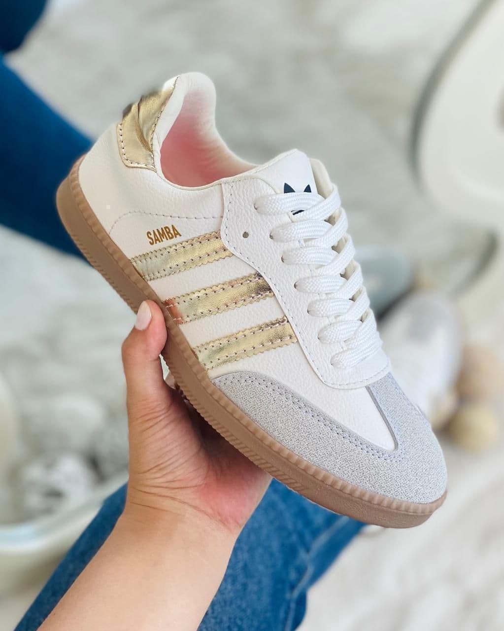 Tenis Adidas Samba Beige Dorado Dama