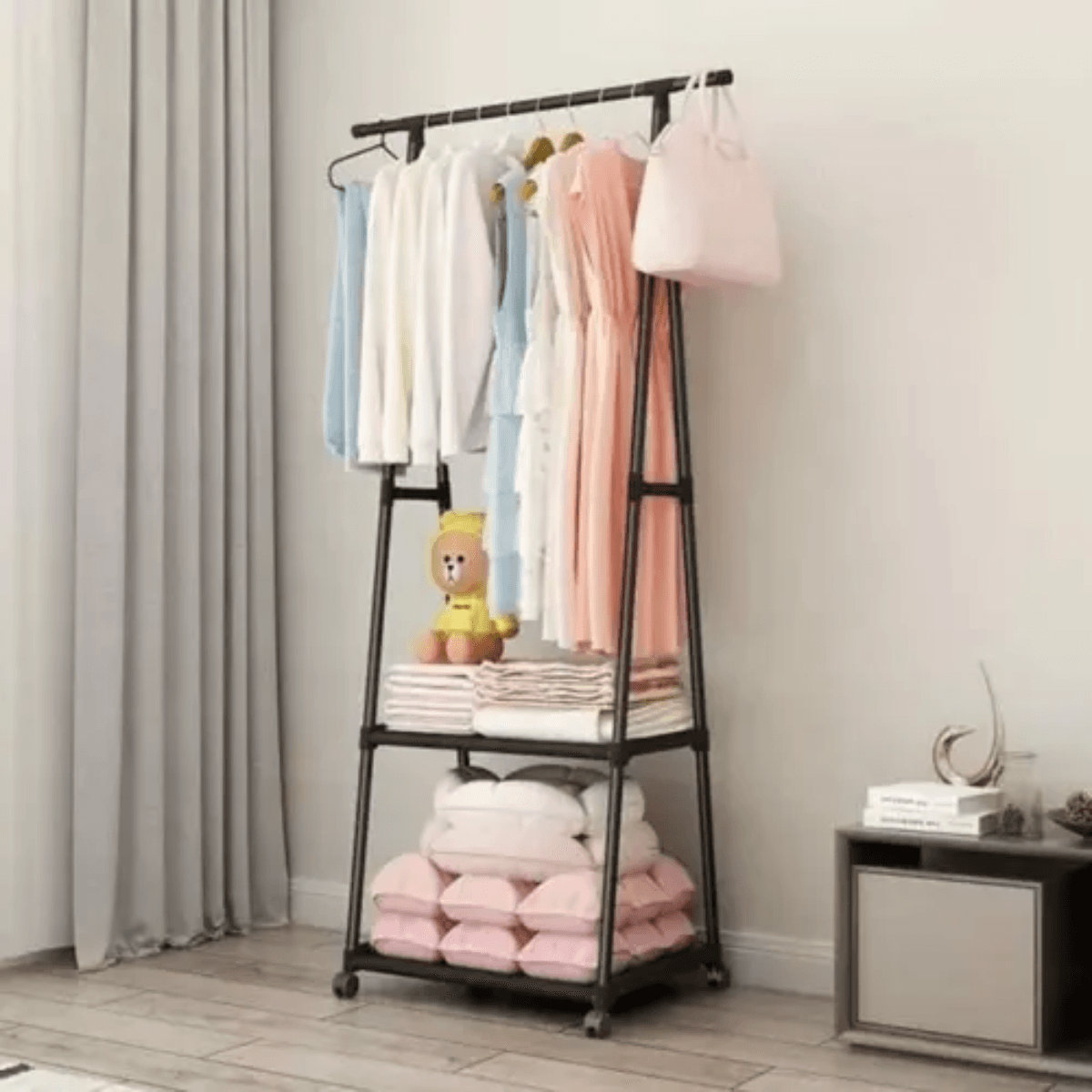 Perchero De Piso Con Estante Organizador Ropa