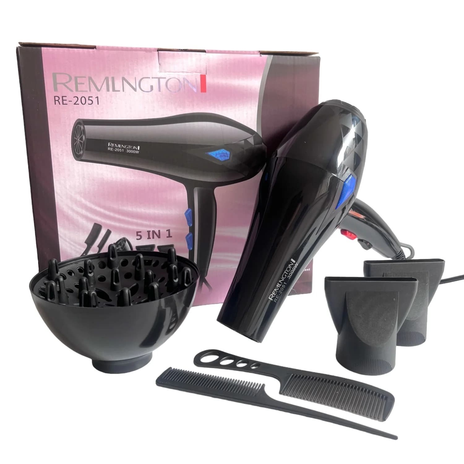  Secador Profesional 5 En 1 + Difusor Boquillas Y Peines genérico