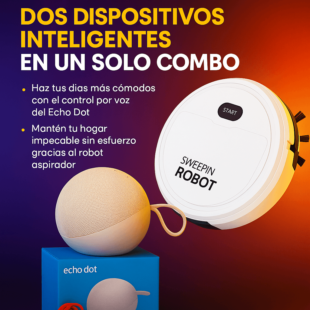  Combo Inteligente: Echo Dot + Robot Aspirador Sweepin