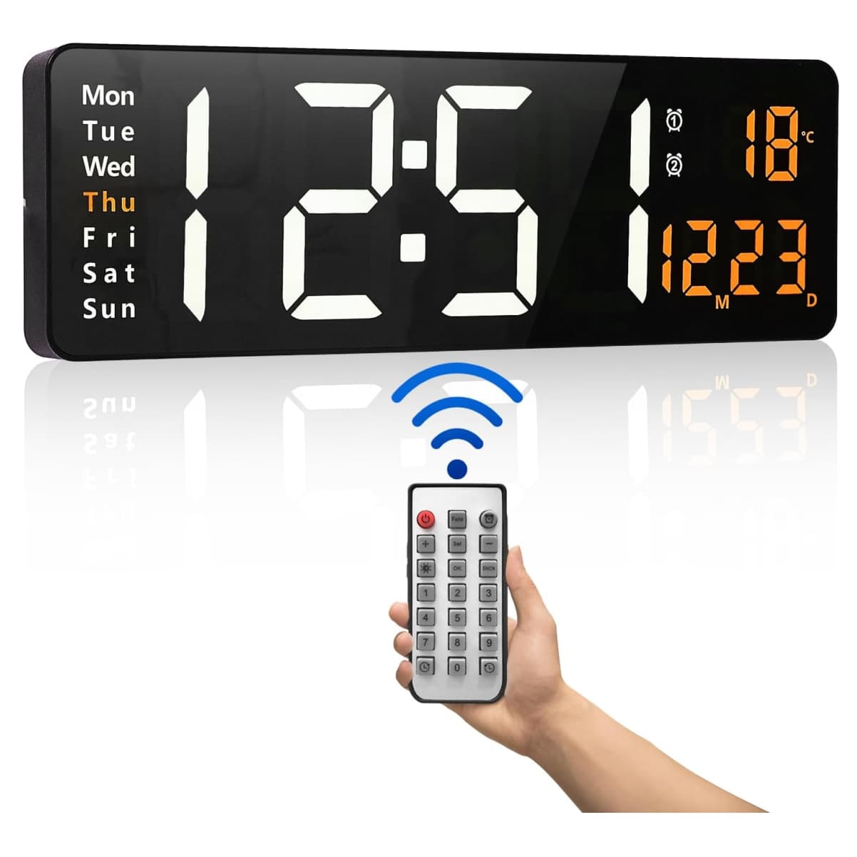 Reloj digital LED con control remoto 
