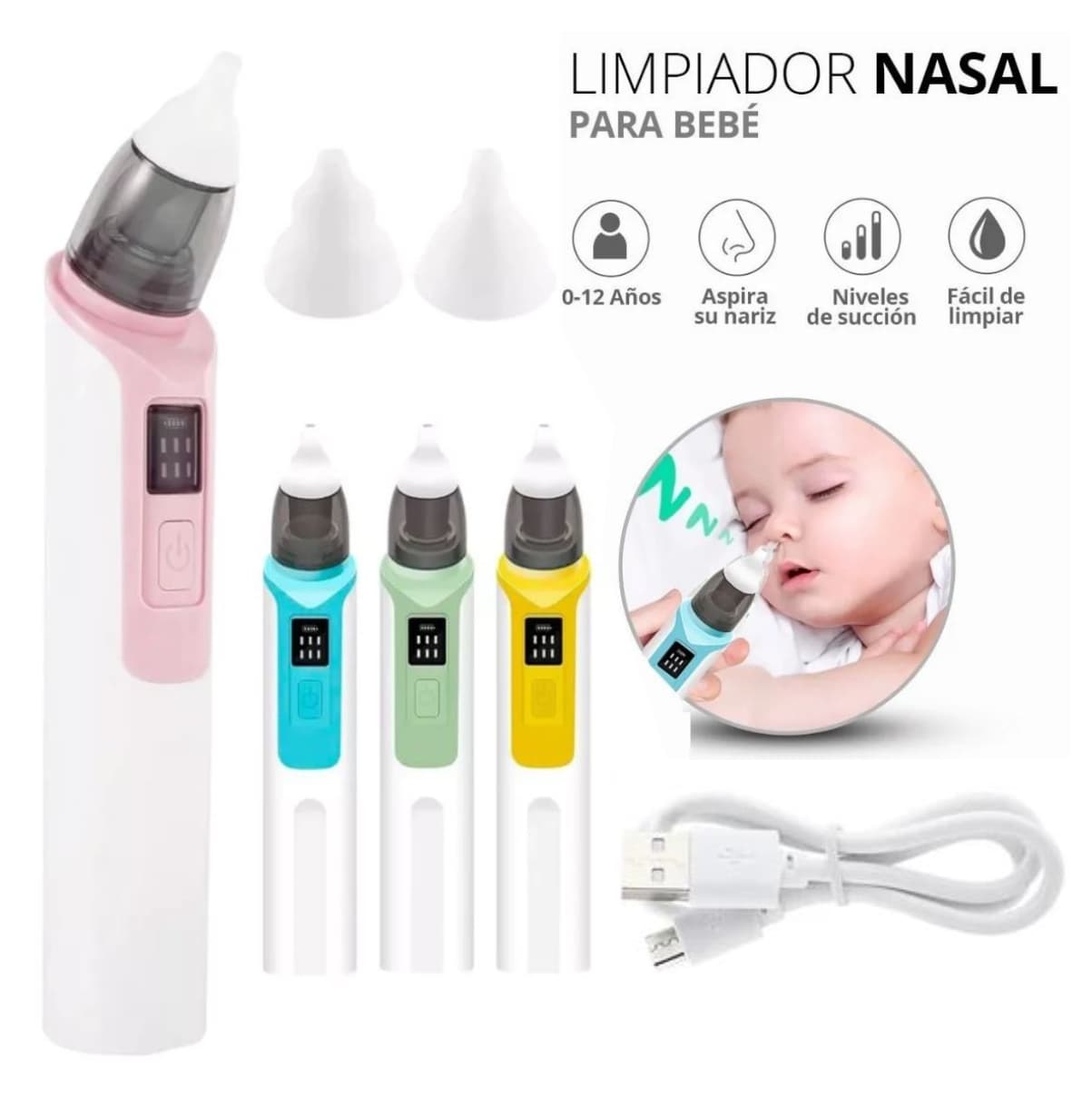 Aspirador Nasal Bebé Recargable 6 Nivel