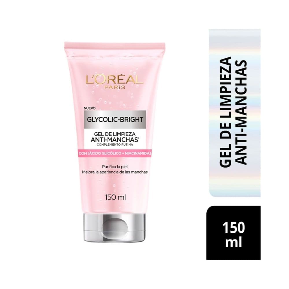 Gel limpiador loreal glycolic bright anti-manchas tubo 150 ml
