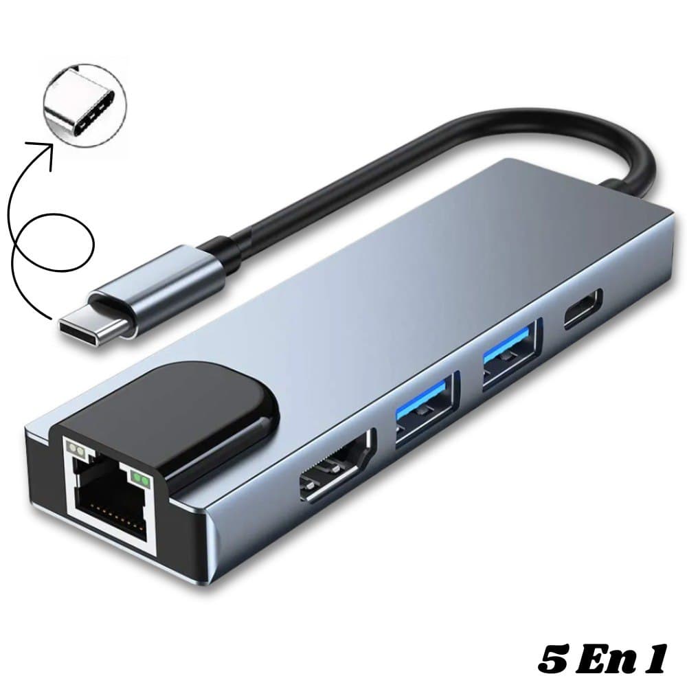 Adaptador Convertidor Usb C 5 En 1 Multi