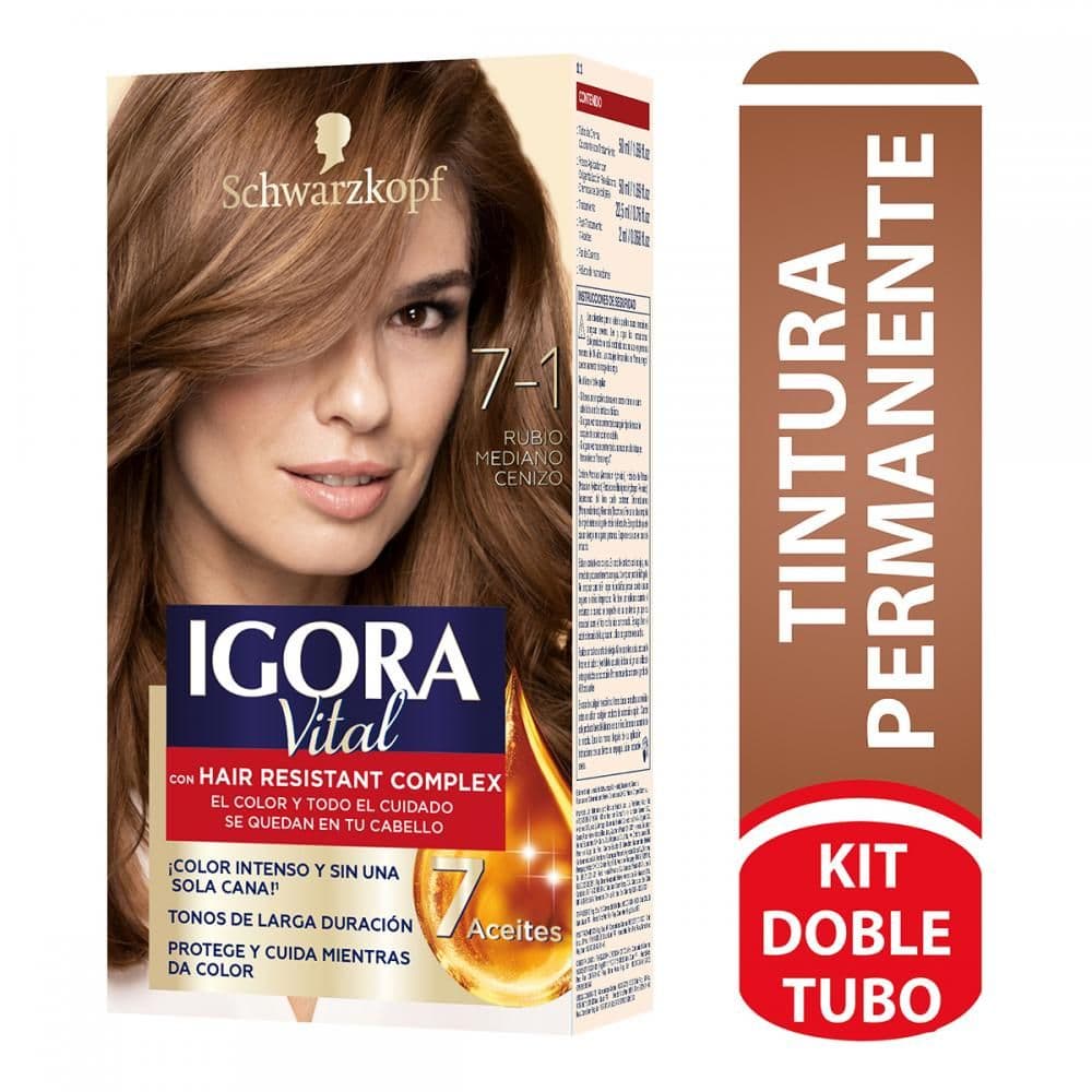 tinte igora vital tono 7-1 rubio mediano cenizo