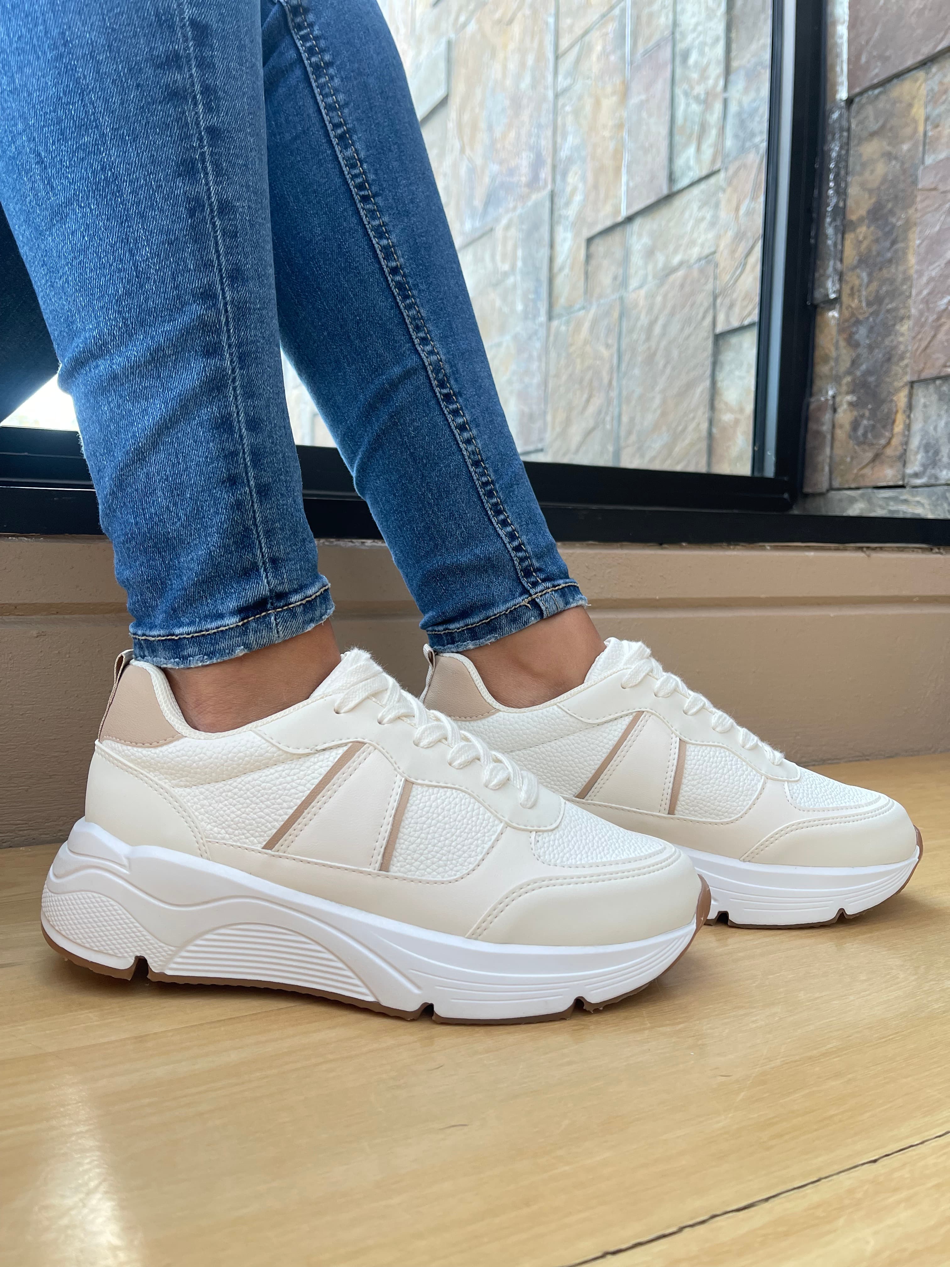 Tenis Casual Piram Beige De Mujer