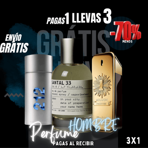 Combo Santal 33, one millon, 212 men