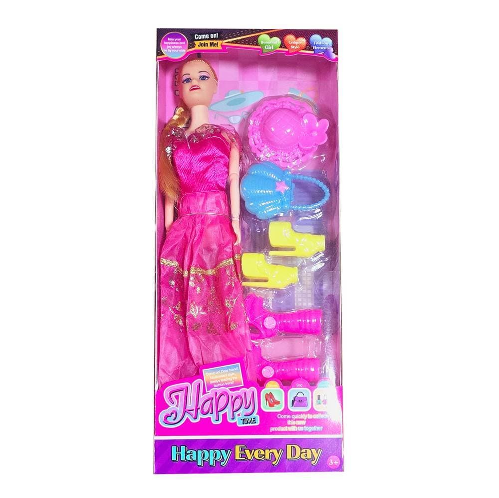 Muñeca Vestido Sombrero Bolso Tacones