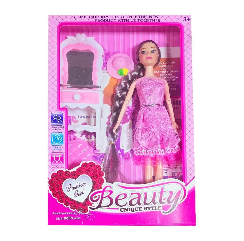 Muñeca Vestido Tocador Sombrero Peinador