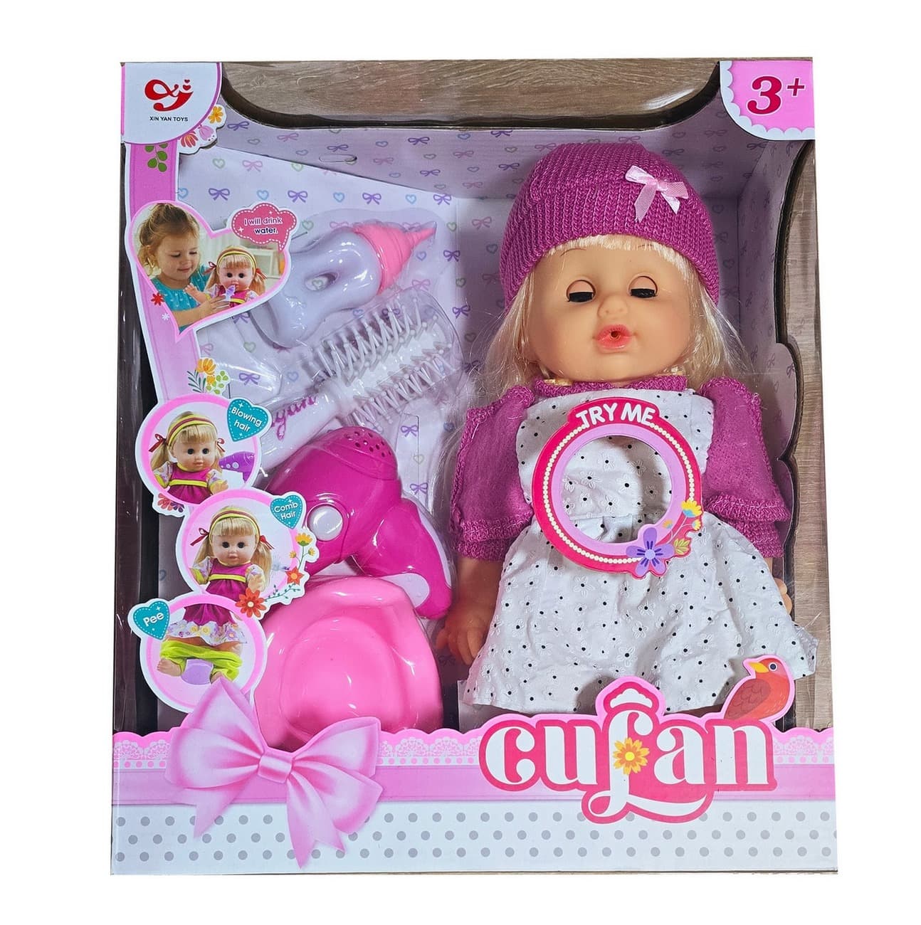 Muñeca Bebe Vestido Flores Bacinilla Pei