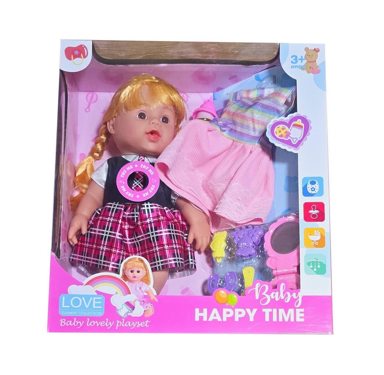 Muñeca Vestido Bebe Tetero Accesorios