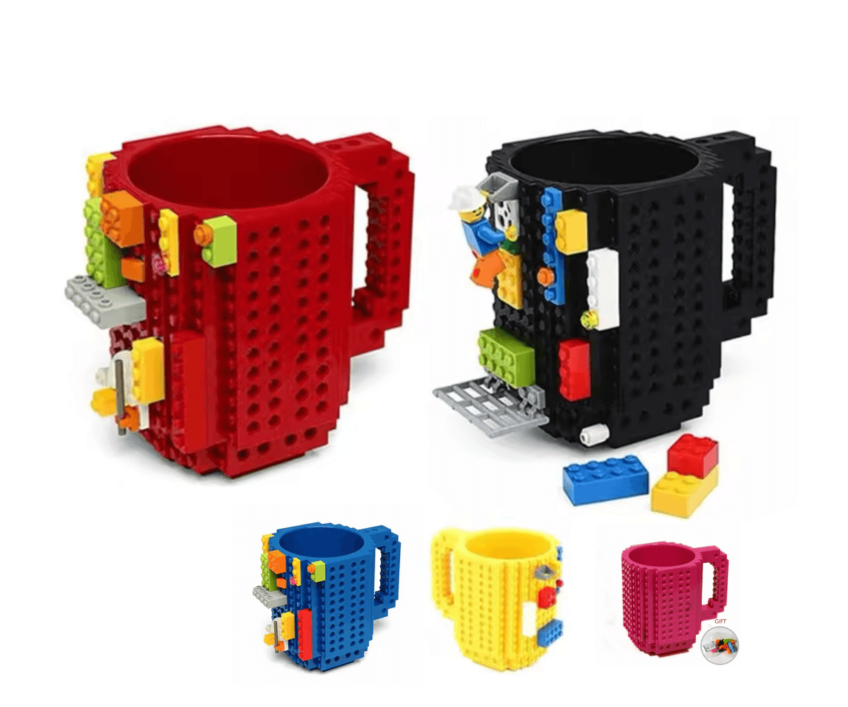 TAZA POCILLO BLOQUES CONTRUCCION +MUÑECO