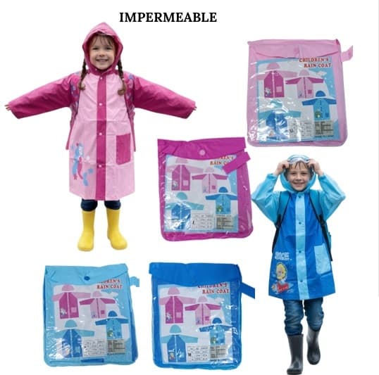 Chaqueta Impermeable Infantil Con Capa