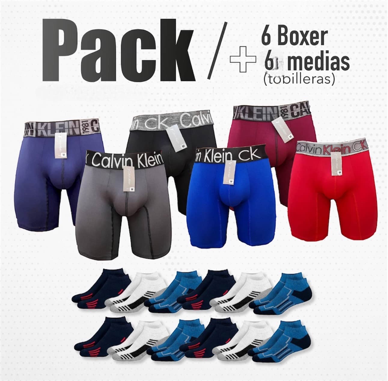 6 BOXER NR + 6 PARES MEDIAS