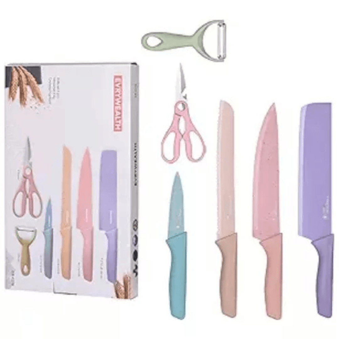 Set De Cuchillos Pela Papas Tijeras X6