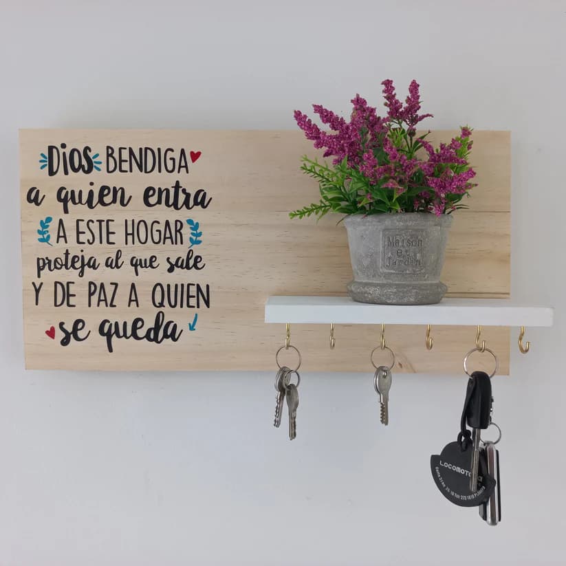 Perchero para Llaves en Madera de Pino