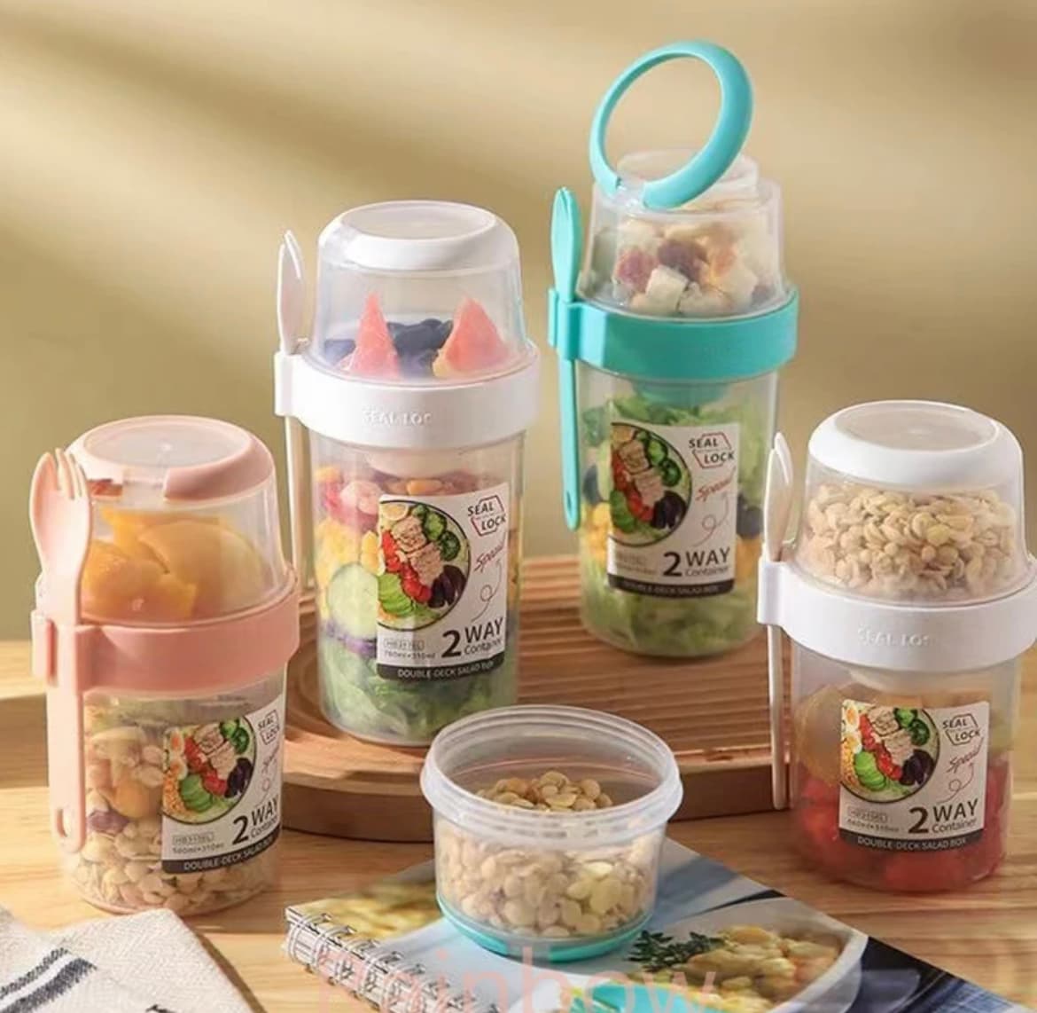 SET TAZA 4 PZ PORTABLE ENSALADA CEREAL