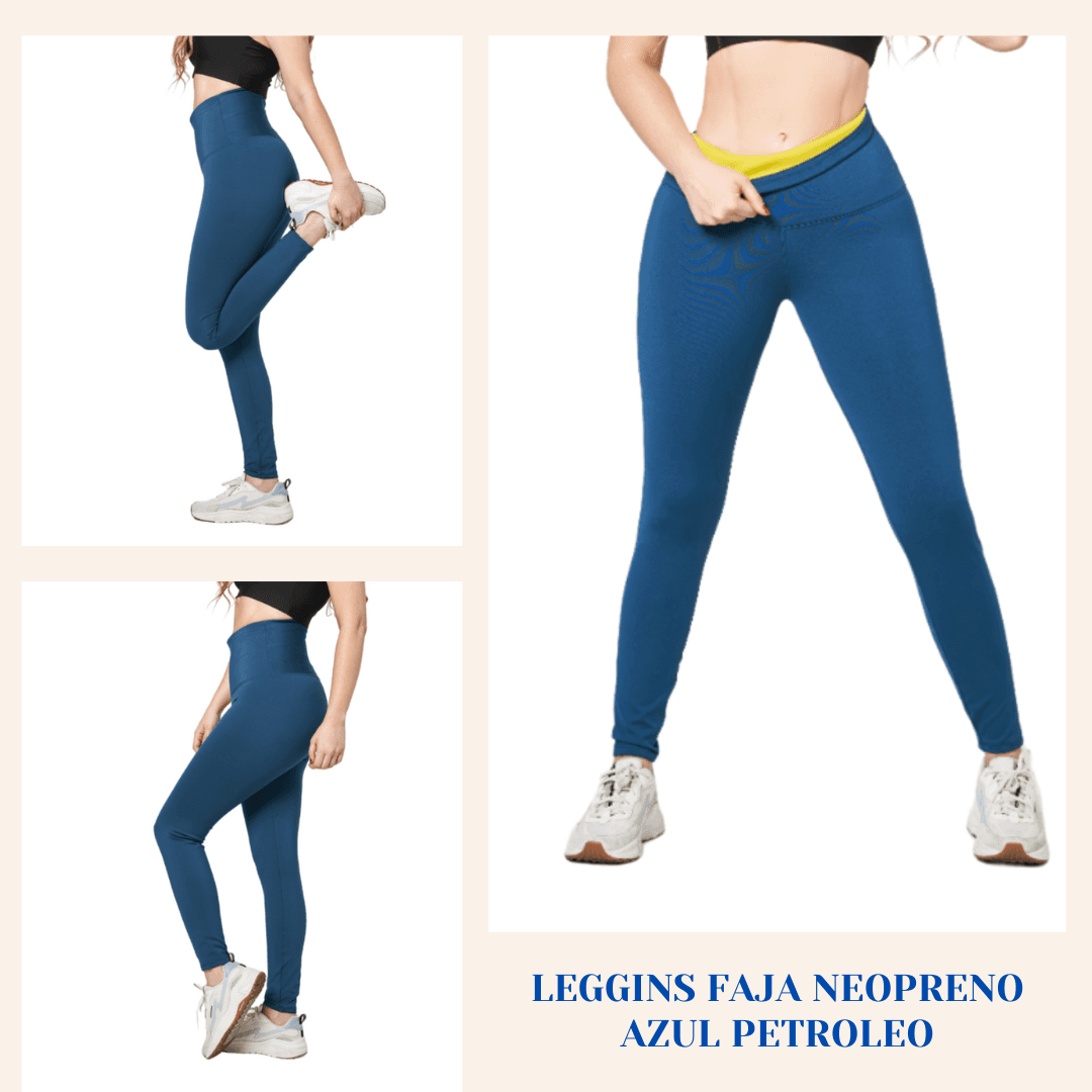 LEGGINS FAJA NEOPRENO COLOR AZUL PETROLE