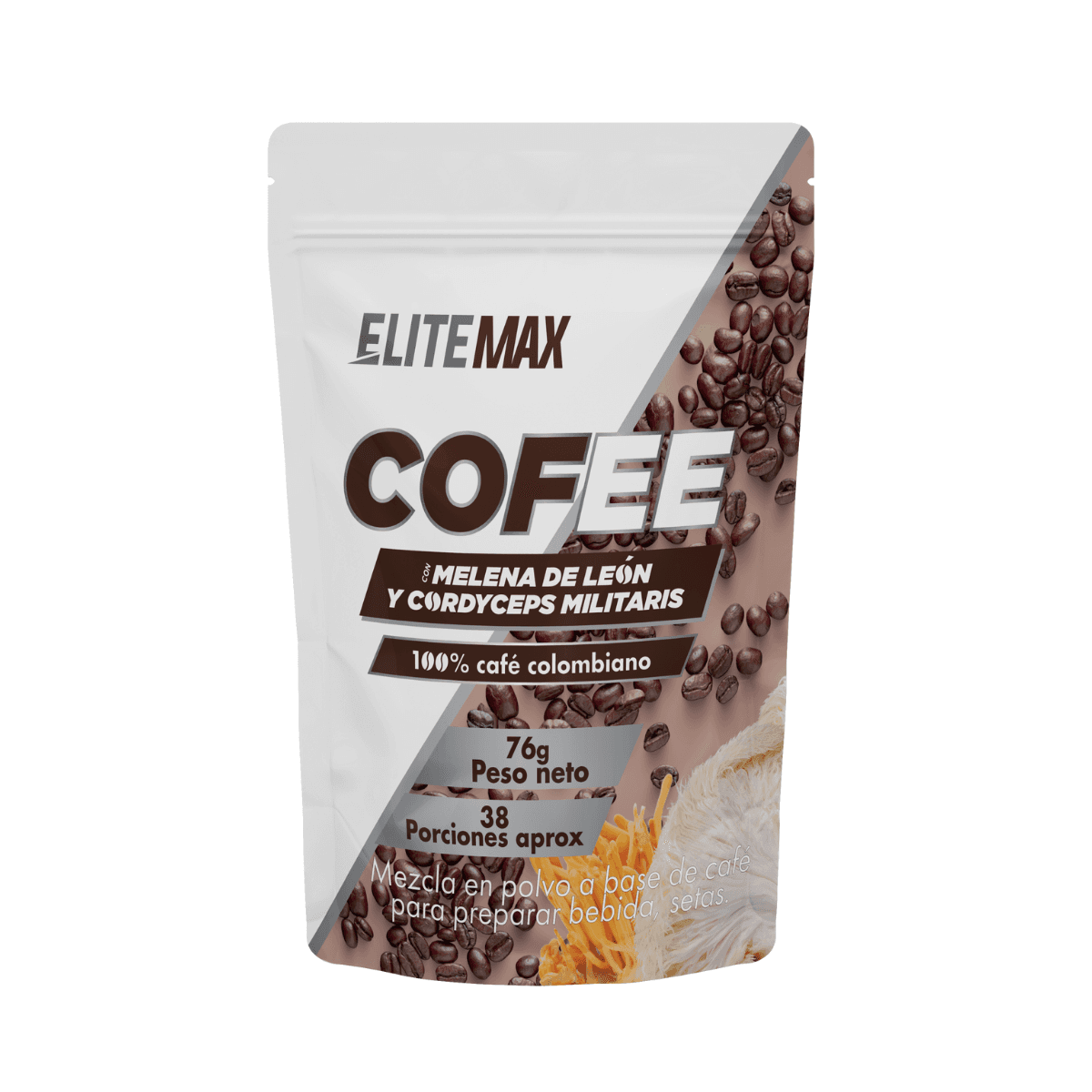 CAFÉ INSTANTÁNEO CON SETAS 76g ELITEMAX