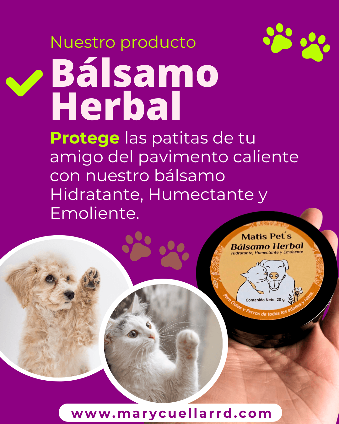 Bálsamo curativo para perros ó gatos