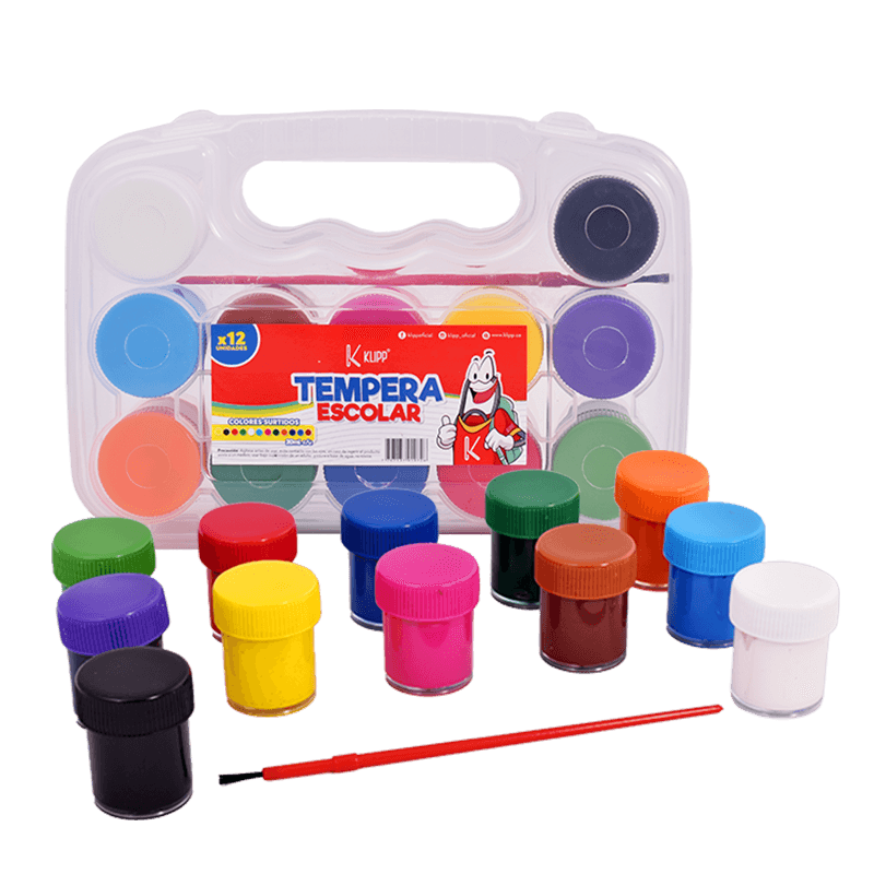 Témperas Escolares x12 con Caja
