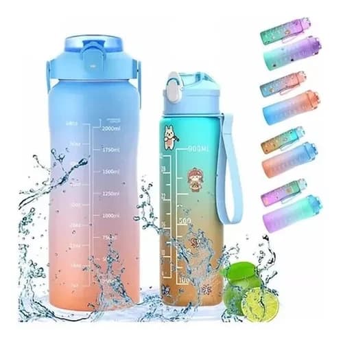 Combo Termo Botella De Agua 2 L + 900 ml