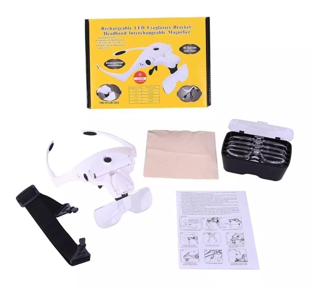 Gafas Lupa Visera Luz Led Recargable