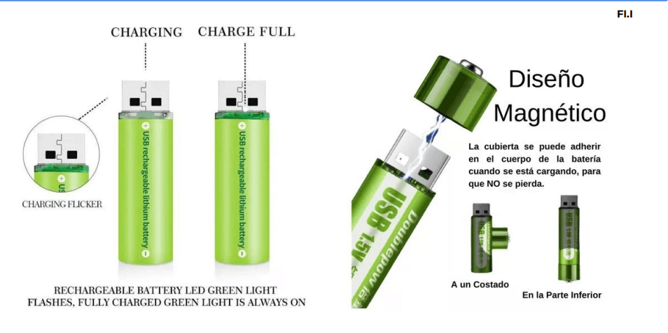 KIT X2 PILAS AA RECARGABLE POR USB