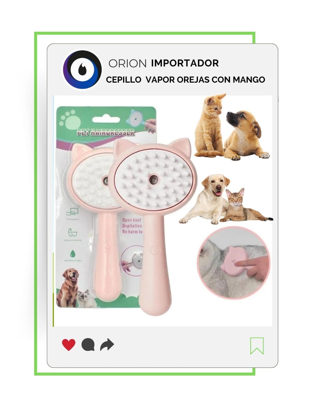 CEPILLO VAPOR MASCOTAS OREJAS CON MANGO