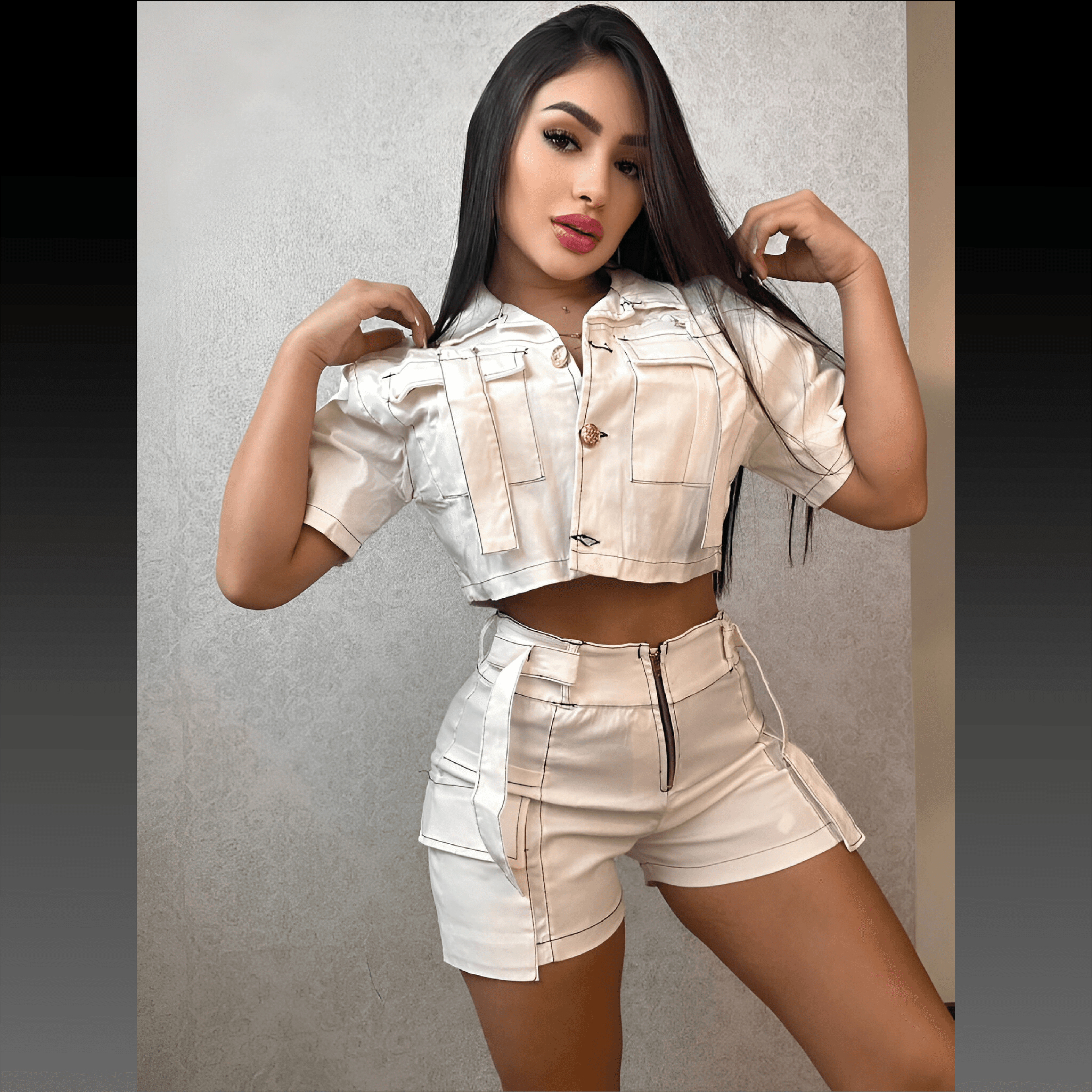 CONJUNTO DUO SHORT CARGO BENGALINA T/U S