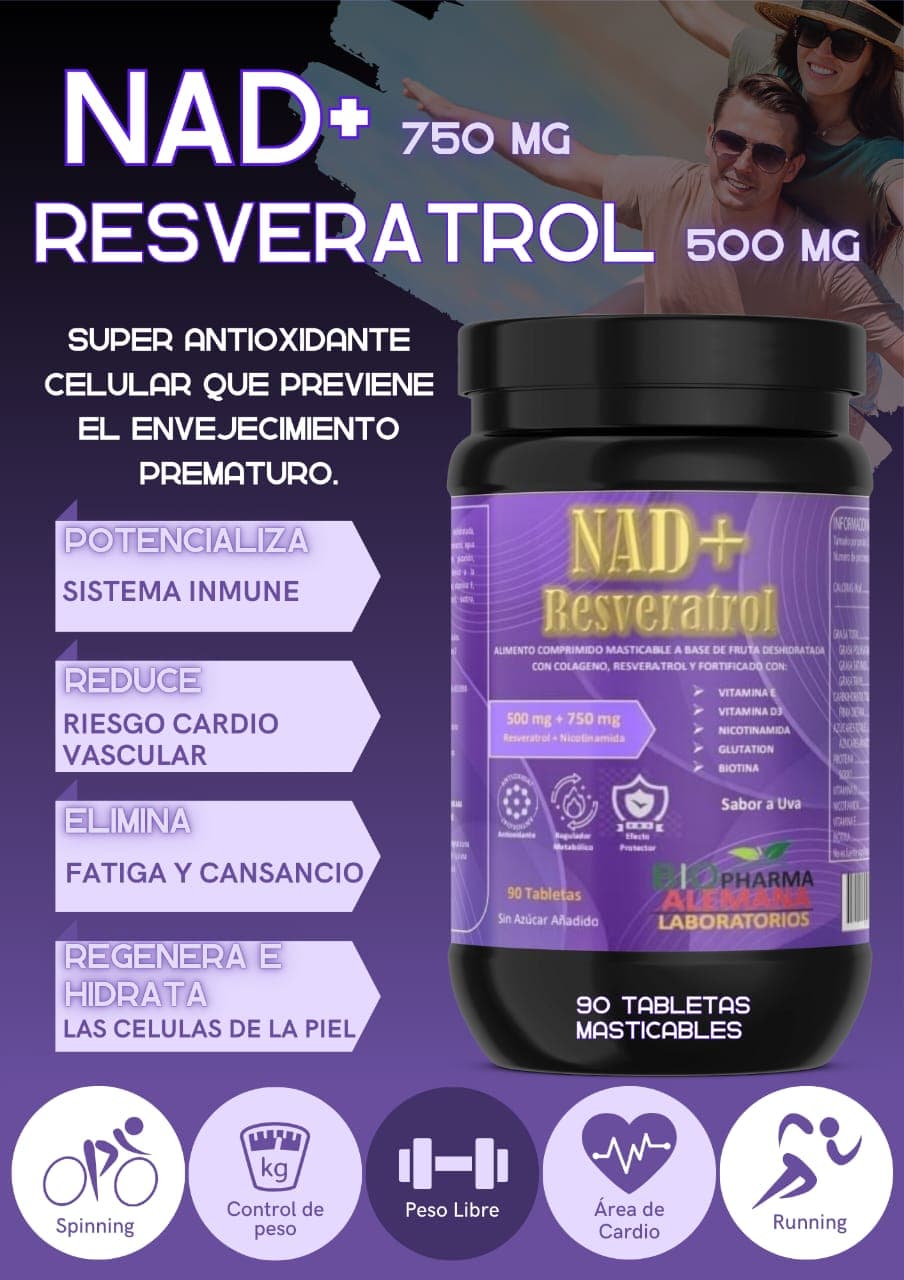 NAD + Resveratrol 90 tabletas bio Pharma