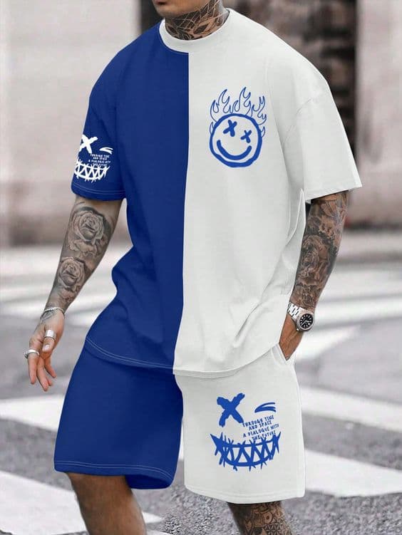 CONJ OVERSIZE COMBINADO AZUL-BLANCO