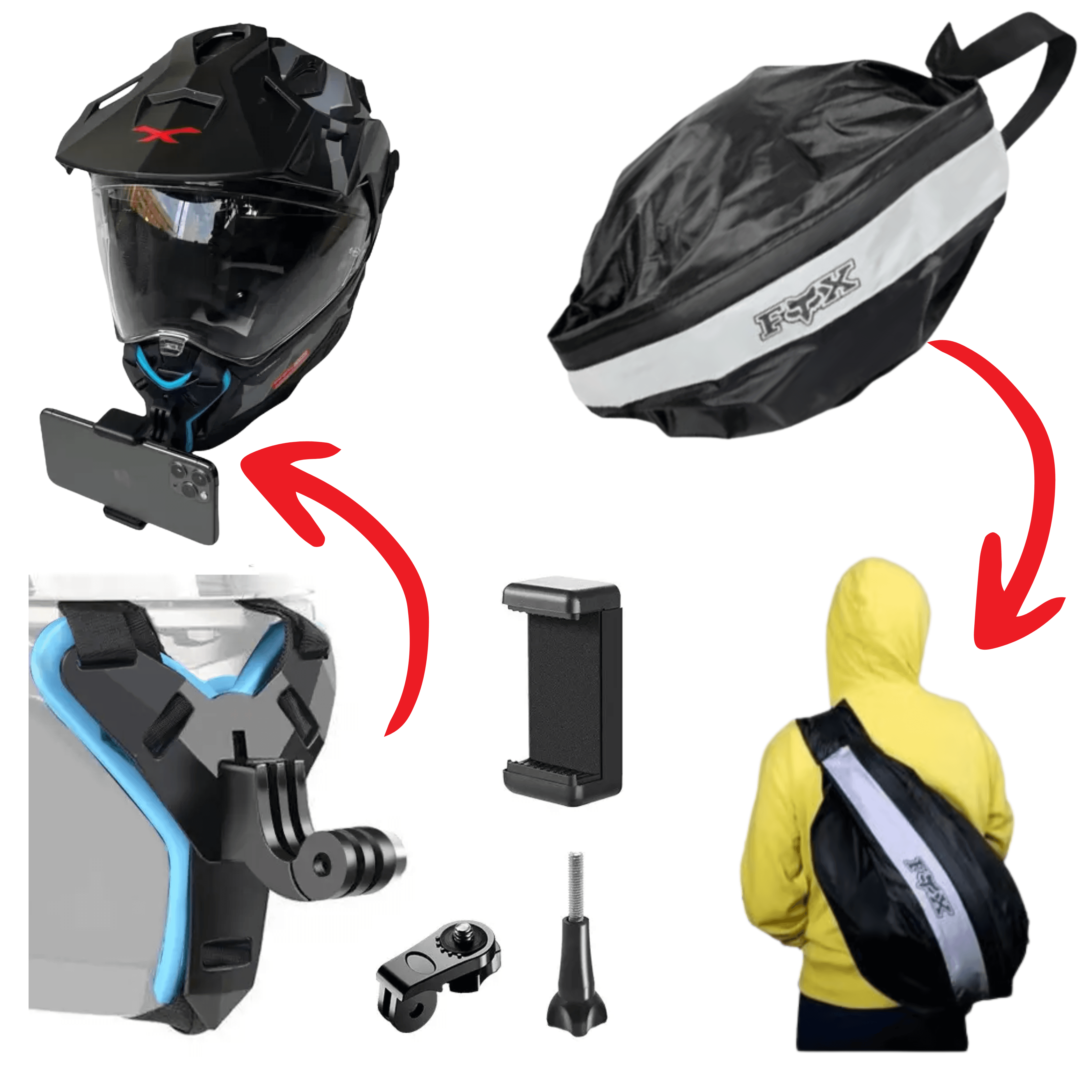 TULA PORTA CASCO + MENTONERA CASCO