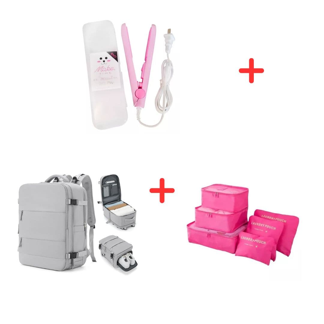 Kit viajero maleta amazon+plancha+bolsas