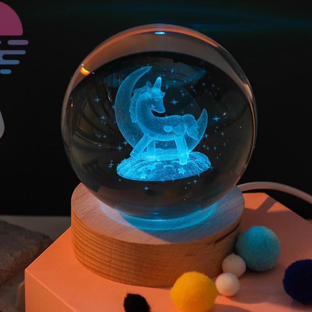 Esfera 3D Unicornio Media Luna Multicolo