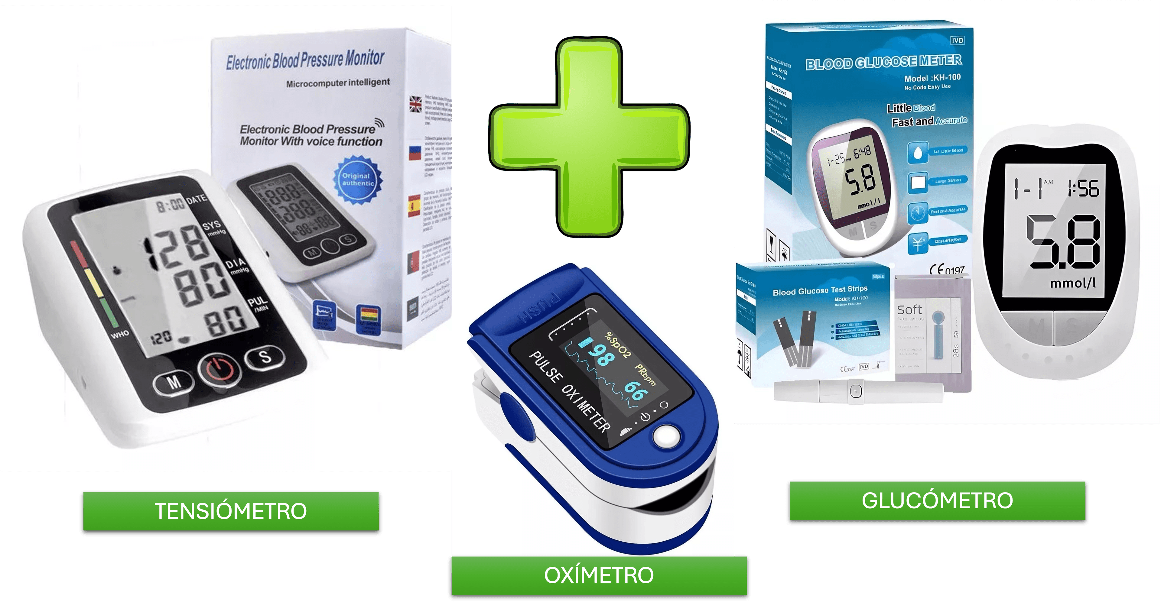 KIT TENSIOMETRO - OXIMETRO - GLUCOMETRO